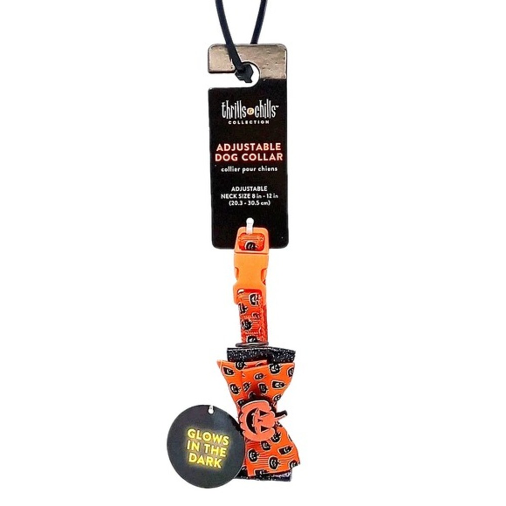 Thrill's And Chills Glow In The Dark Halloween Adjustable‎ Dog Collar